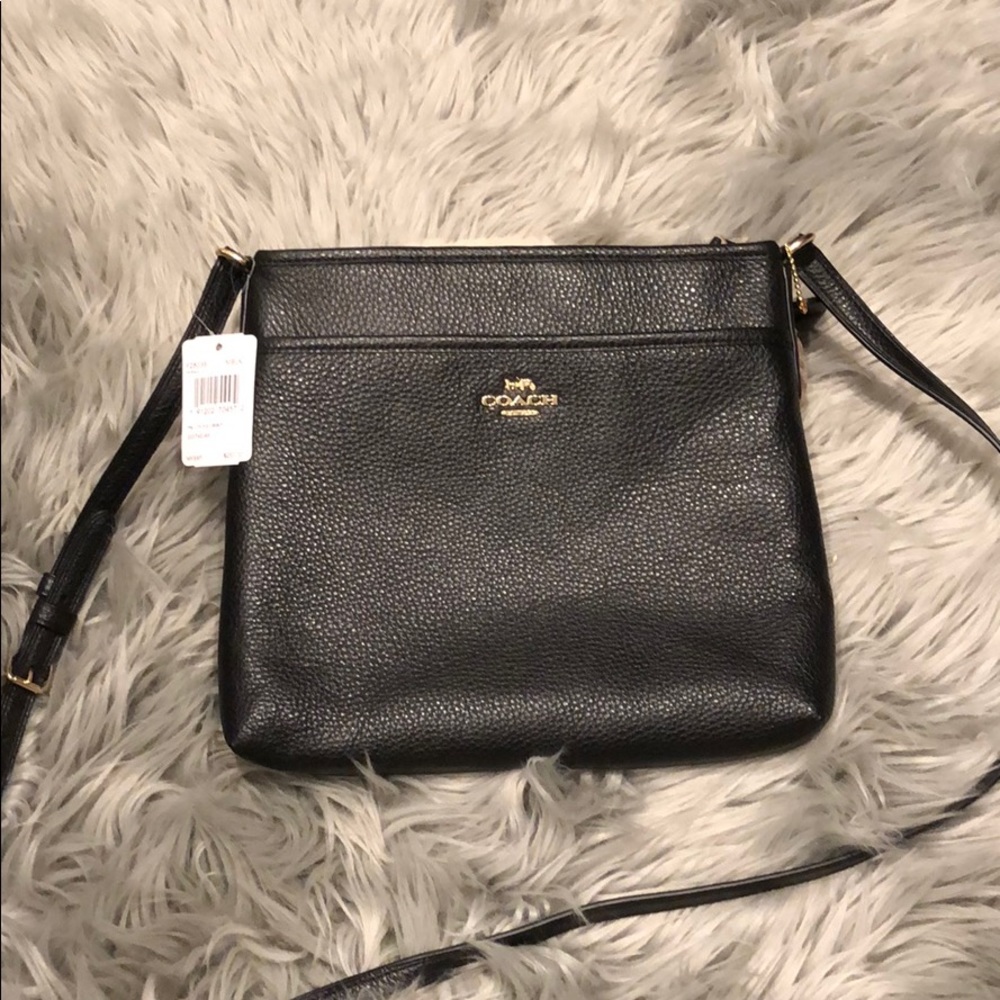Coach black pebbled leather crossbody bag